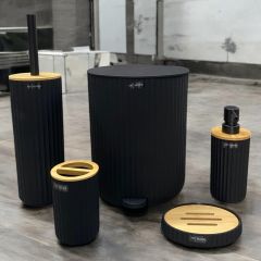 AKRİLİK BANYO SETİ SİYAH 5 PARÇA