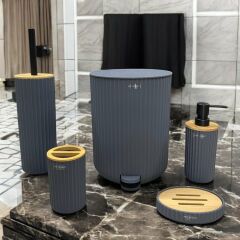 AKRİLİK BANYO SETİ GRİ 5 PARÇA