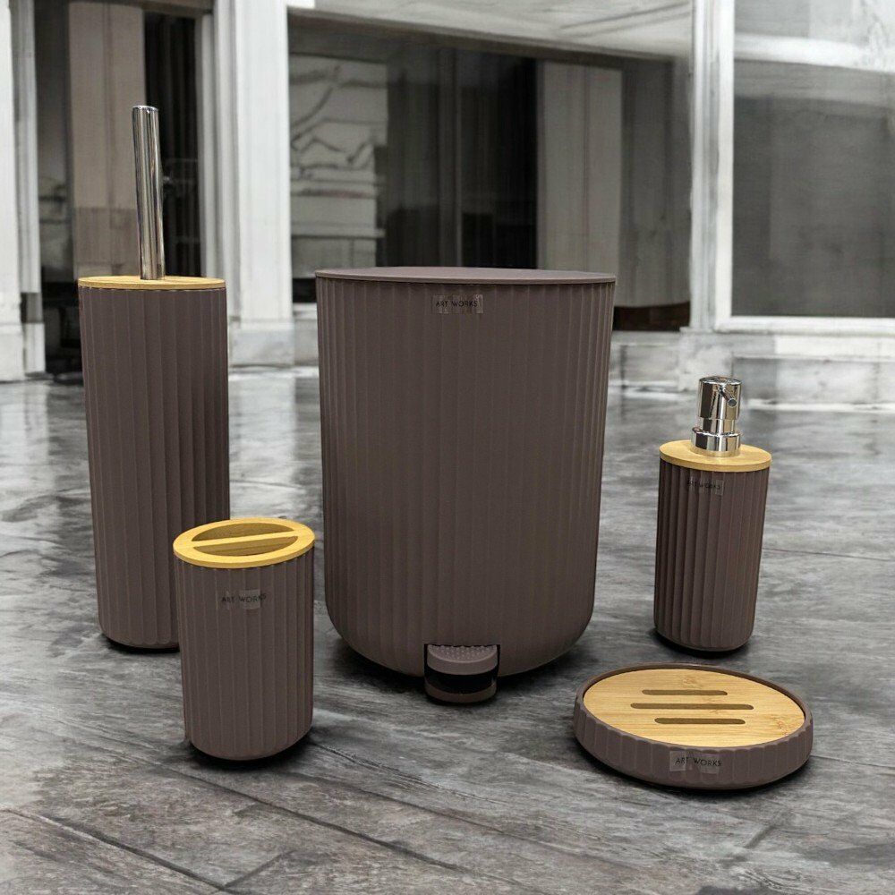 AKRİLİK BANYO SETİ KAHVE 5 PARÇA