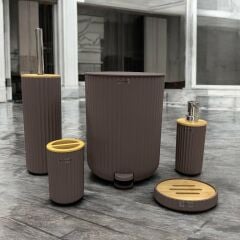 AKRİLİK BANYO SETİ KAHVE 5 PARÇA
