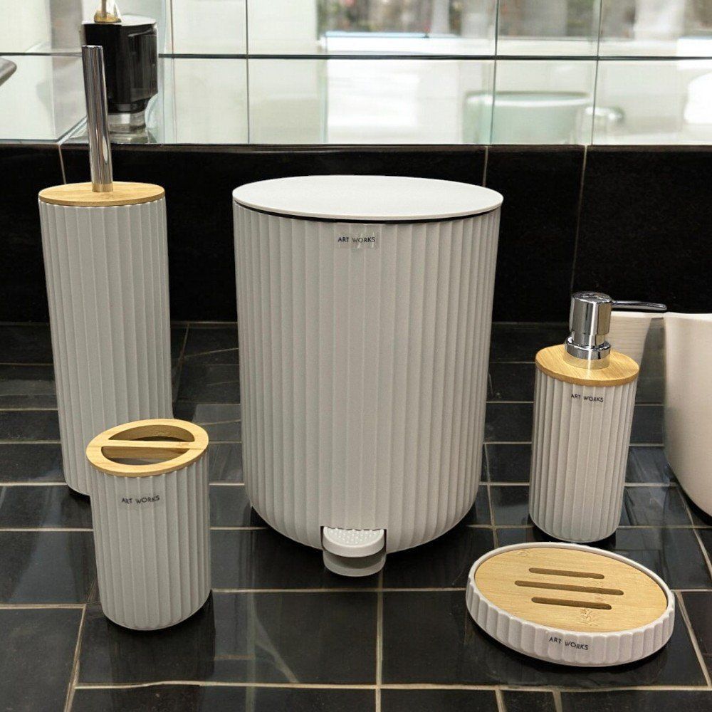 AKRİLİK BANYO SETİ KREM 5 PARÇA