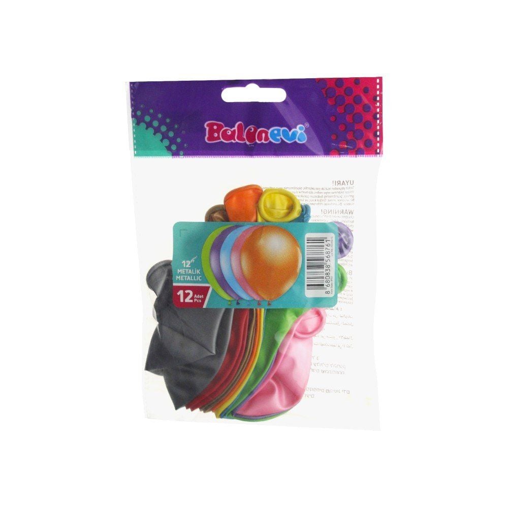 BALONEVİ 8761 METALİK KARIŞIK 12 Lİ BALON