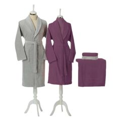ÖZDİLEK BORNOZ SET GRİ MÜRDÜM