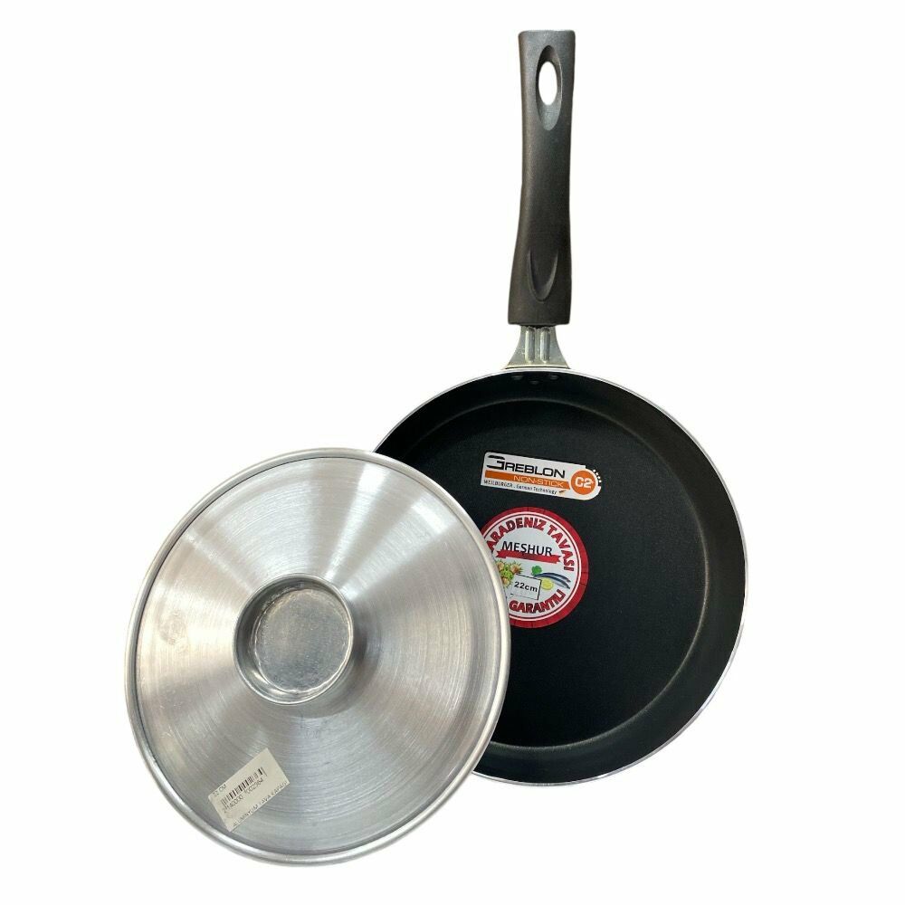 GREBLON MEŞHUR KARADENİZ TEFLON TAVA KAPAKLI 22 CM