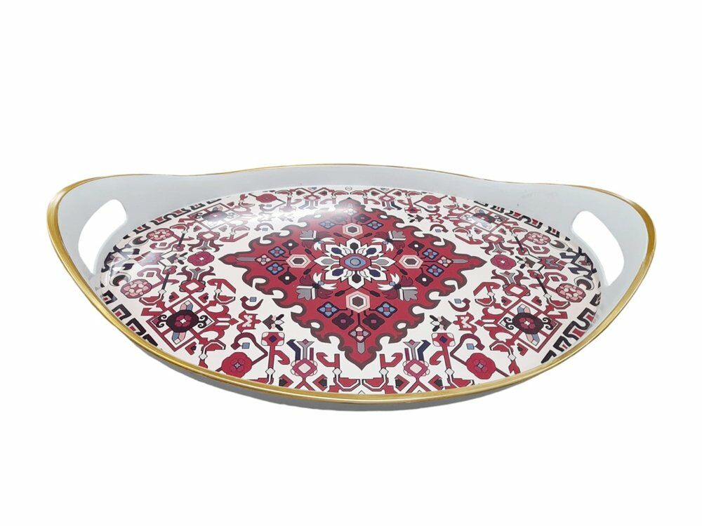 LÜX BEYAZ HİRA DESENLİ TEPSİ